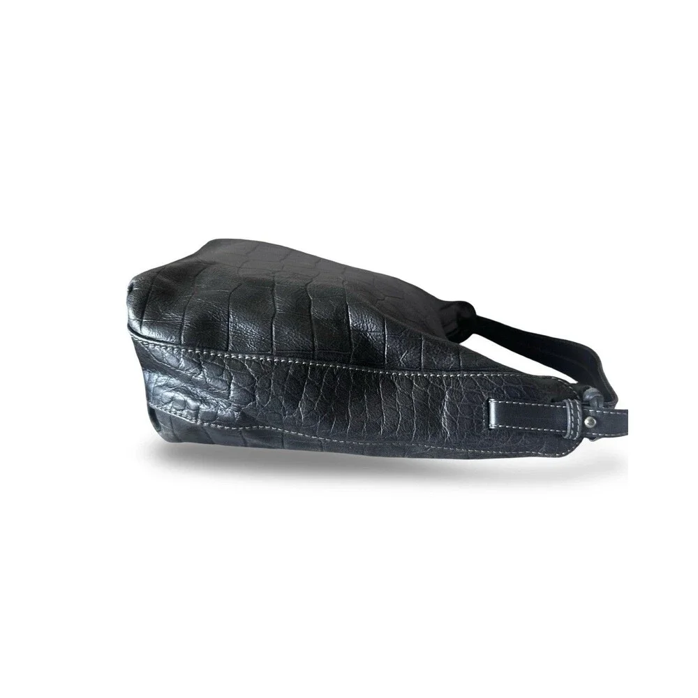 Furla Black Crocodile Leather Embossed Hobo Bag - Picture 14 of 14
